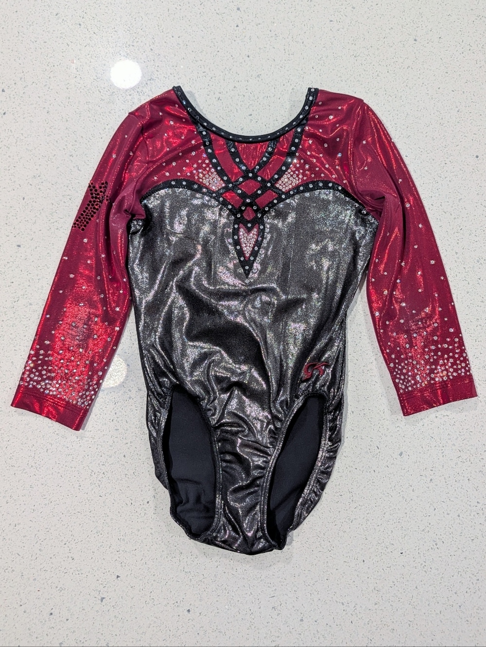 COMPETITION TEAM GK Elite gymnastics Leotard Small 3/4 ASU Maroon RHINESTONES